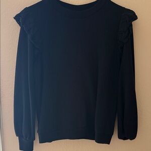 Who What Wear Black Sweatshirt with Ruffled Shoulders